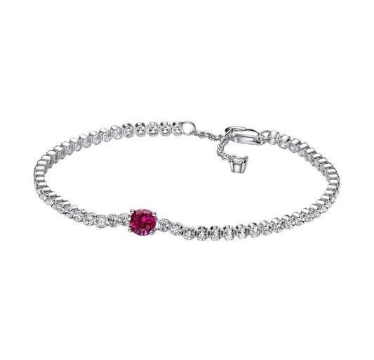 Pulsera Flexible Zirconias Roja y Blancas