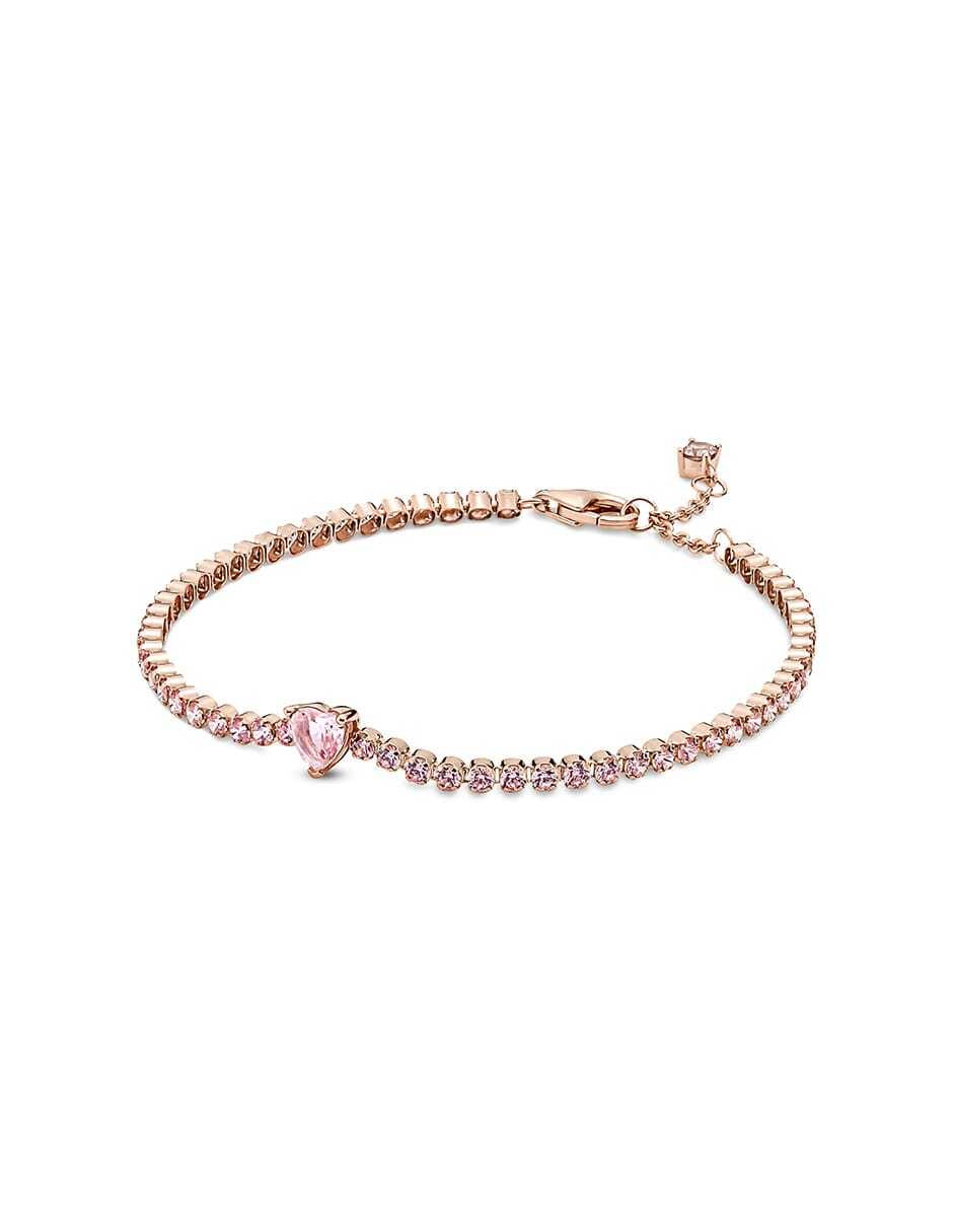 Pulsera Flexible Zirconias Rosas