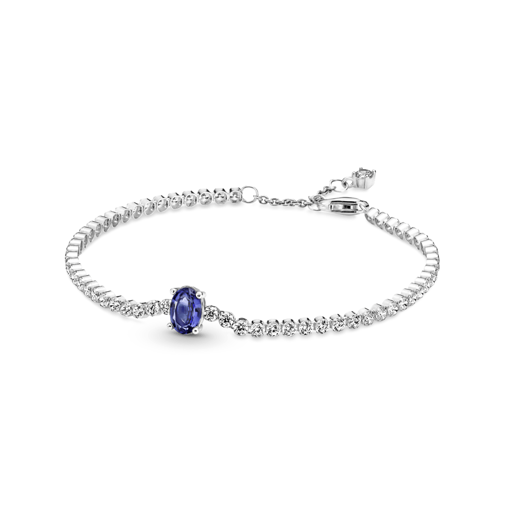 Pulsera Tenis Flexible Zirconias Azul y Blancas