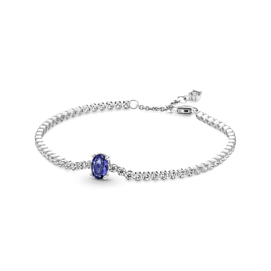 Pulsera Flexible Zirconias Azul y Blancas