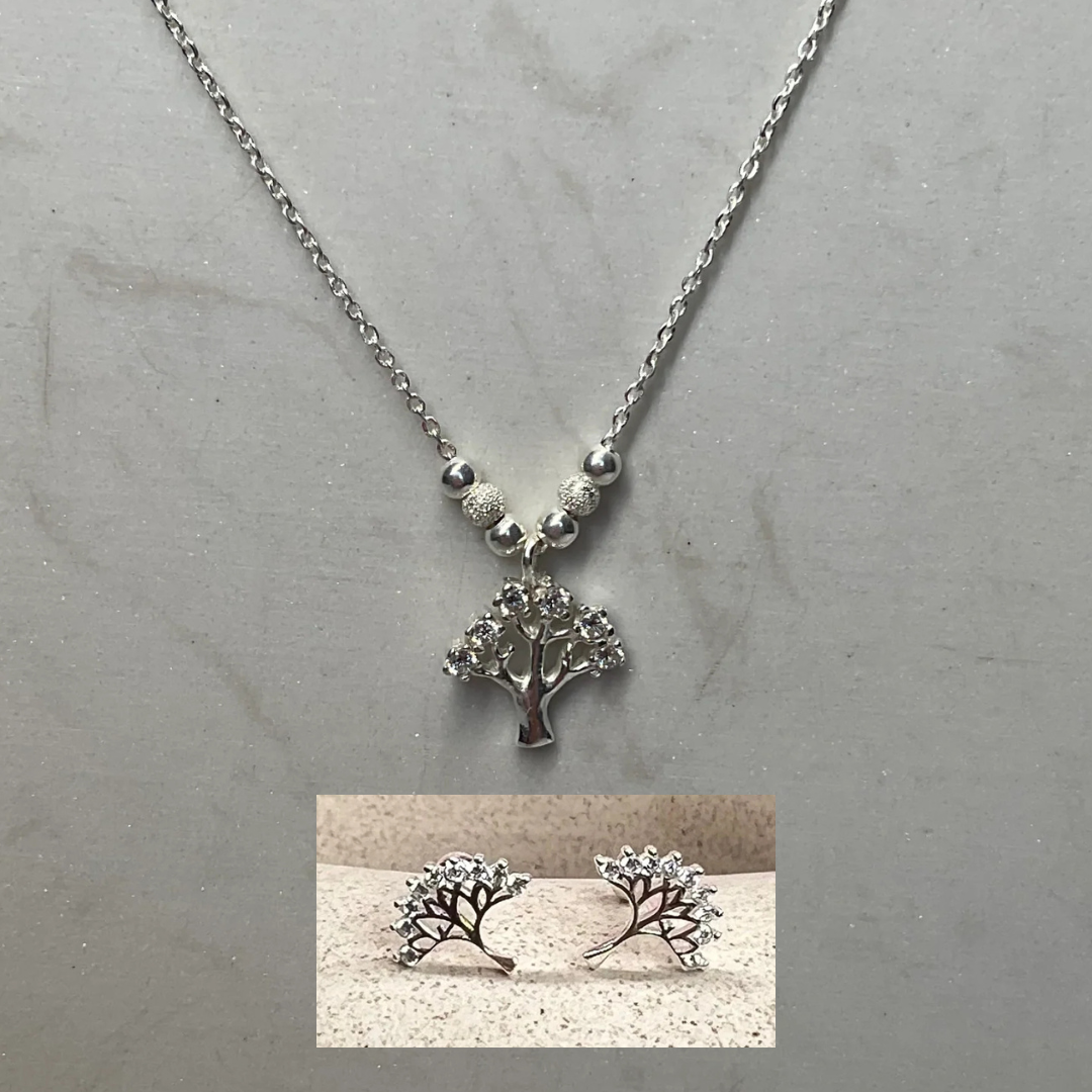 Juego Collar y Aretes Arbol
