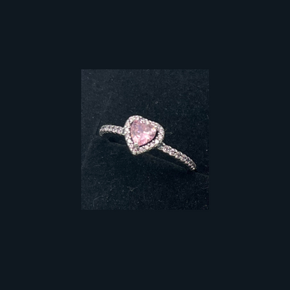 Anillo Corazón Zirconia Rosa