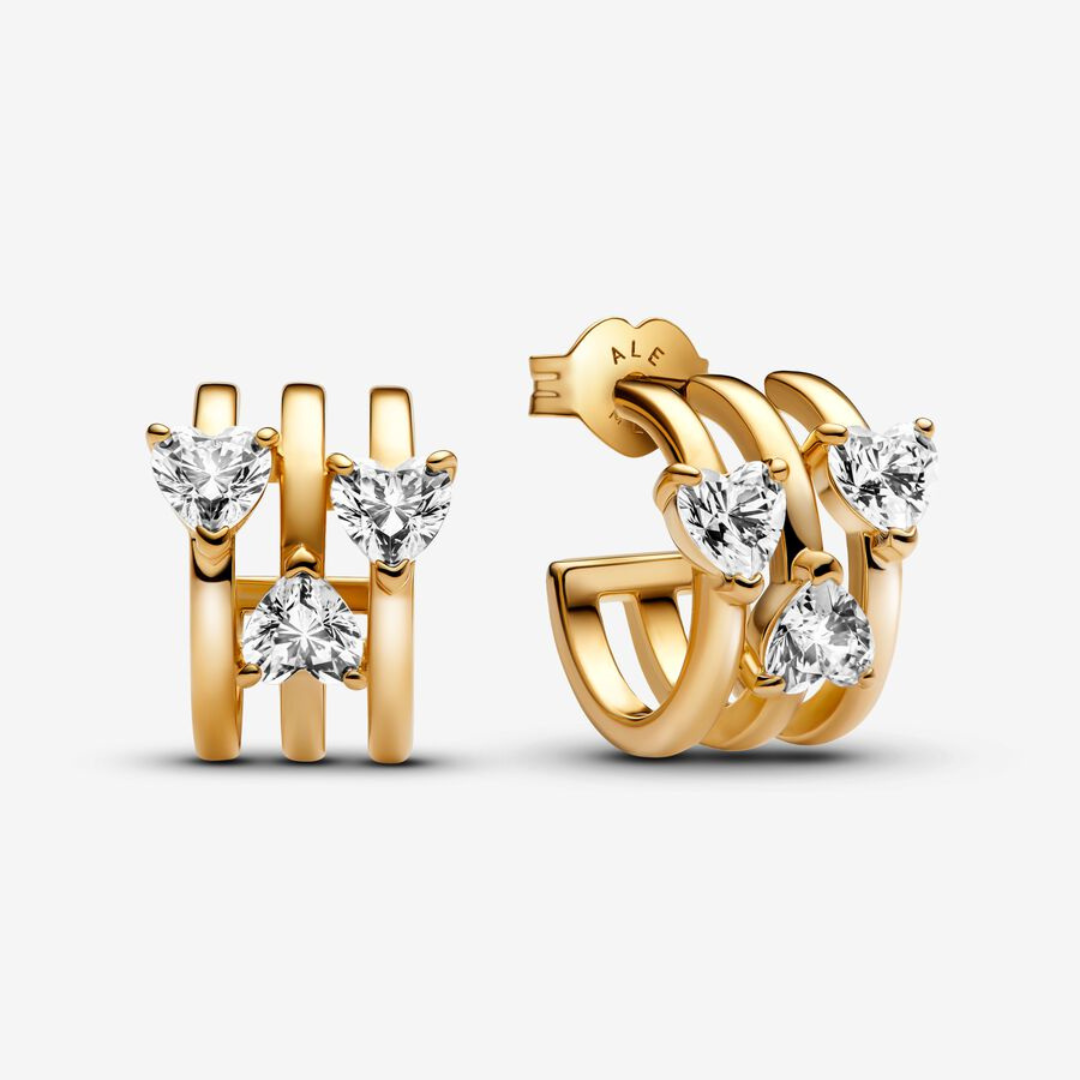 Aretes Arracada Triple Corazón