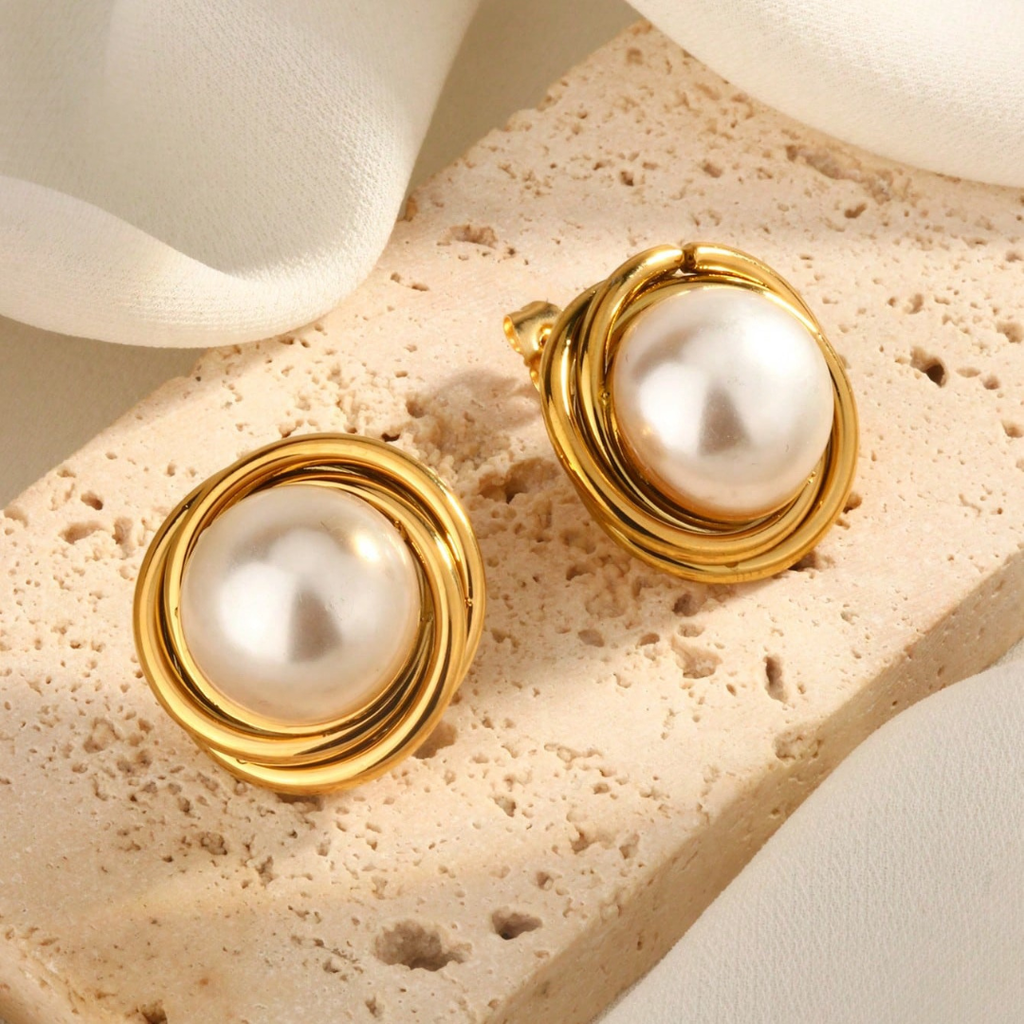 Aretes Round Pearl