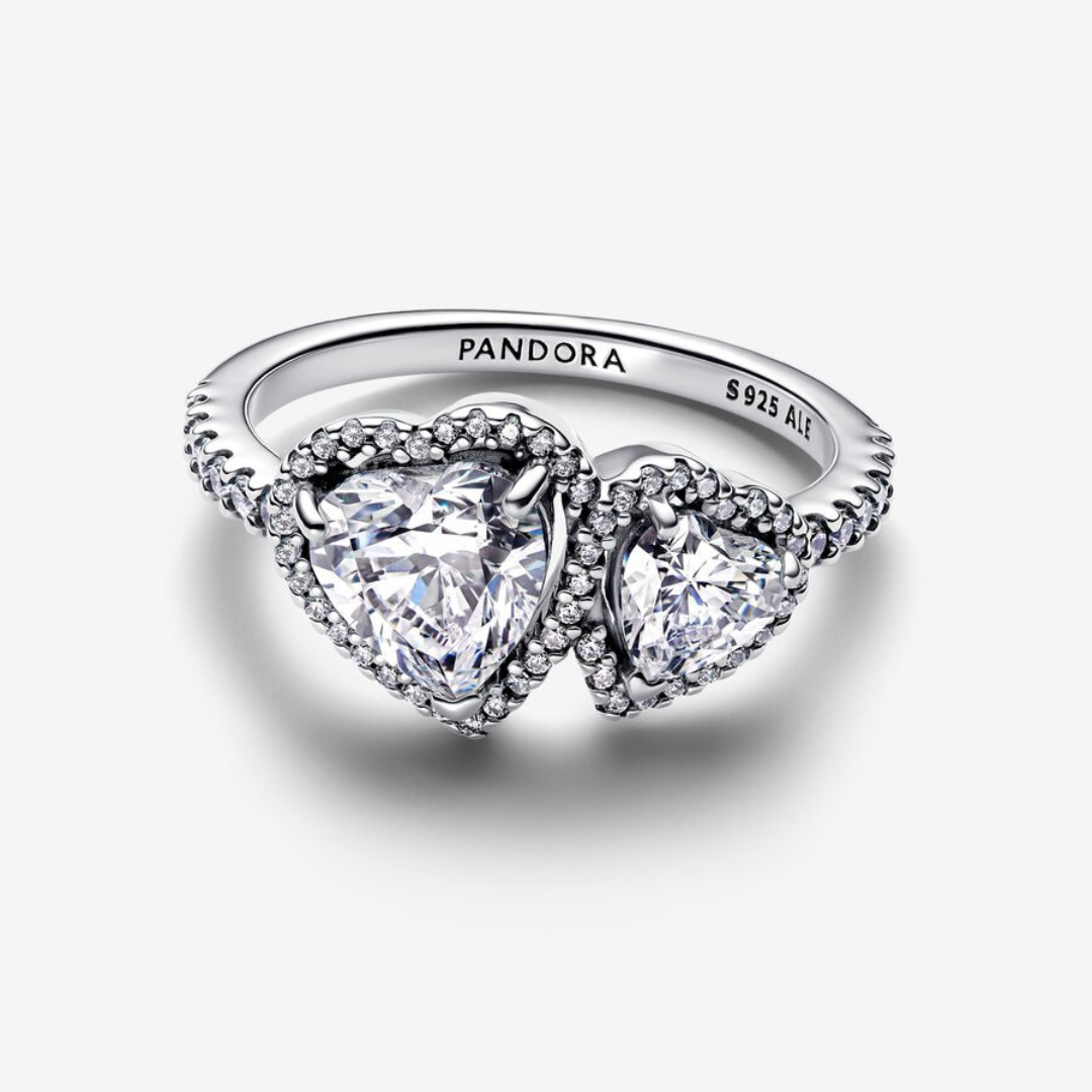 Anillo Corazones Halo Brillante