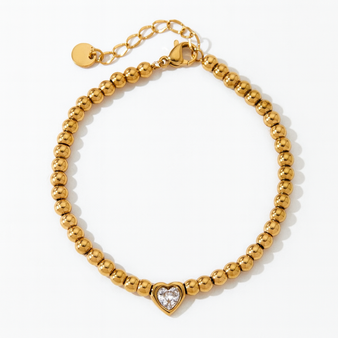 Pulsera Cuentas De Corazón