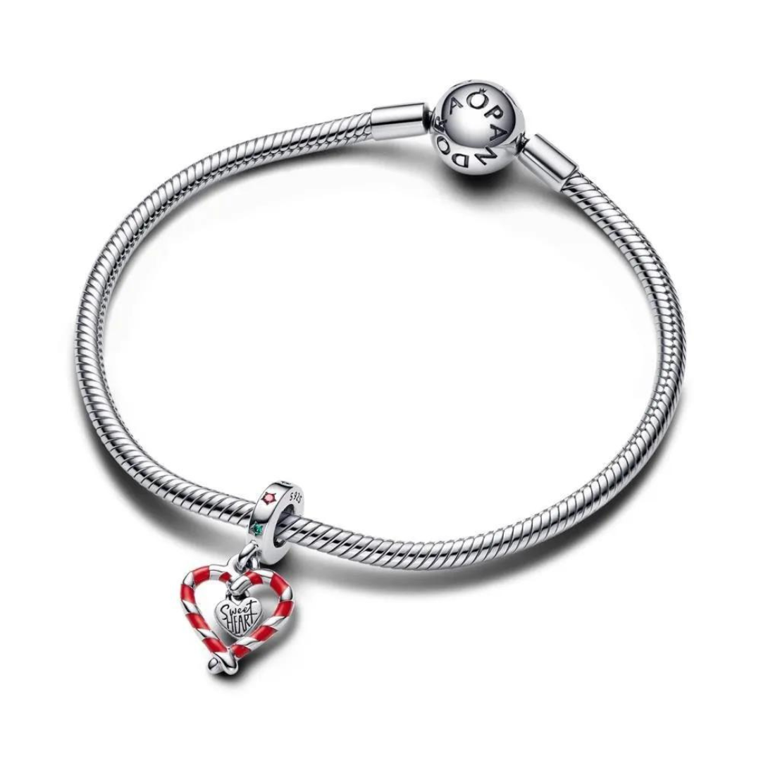 Charm Colgante Corazón Baston Caramelo Doble