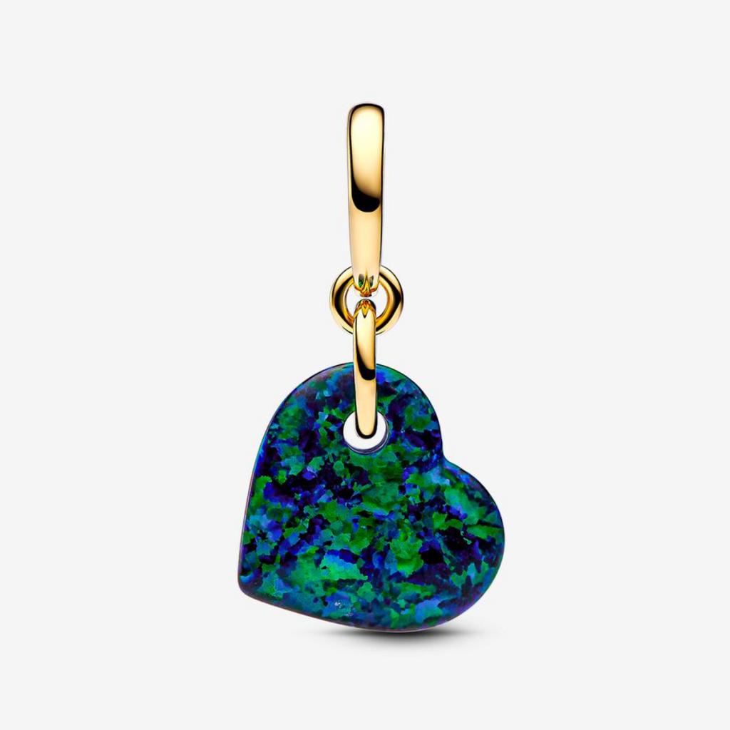 Charm Colgante de Corazón Verde Opalescente