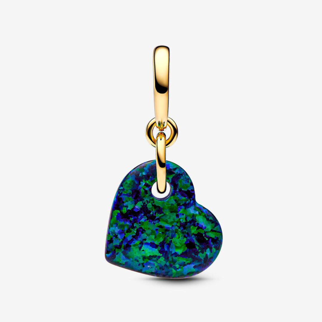Charm Colgante de Corazón Verde Opalescente