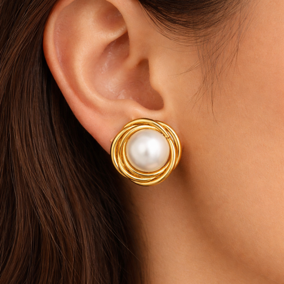 Aretes Round Pearl