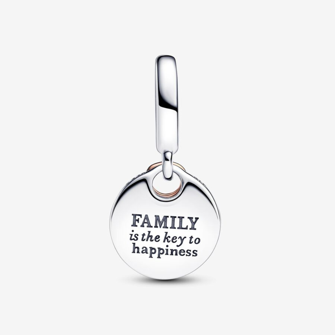 Charm Colgante Doble Llave a la Felicidad en Dos Tonos