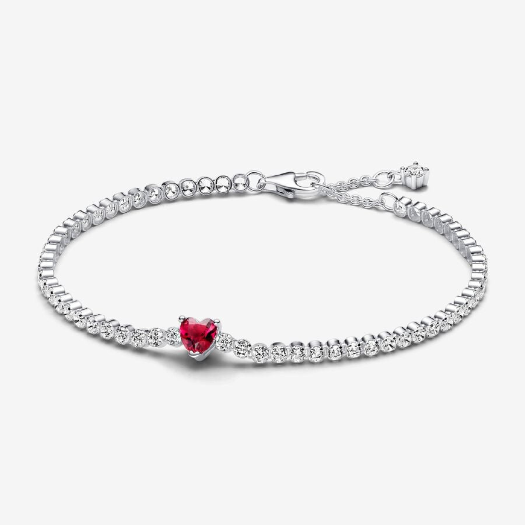 Pulsera Tenis Corazón Rojo