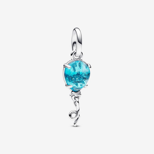 Charm Colgante de Globo de Cristal Azul de Murano