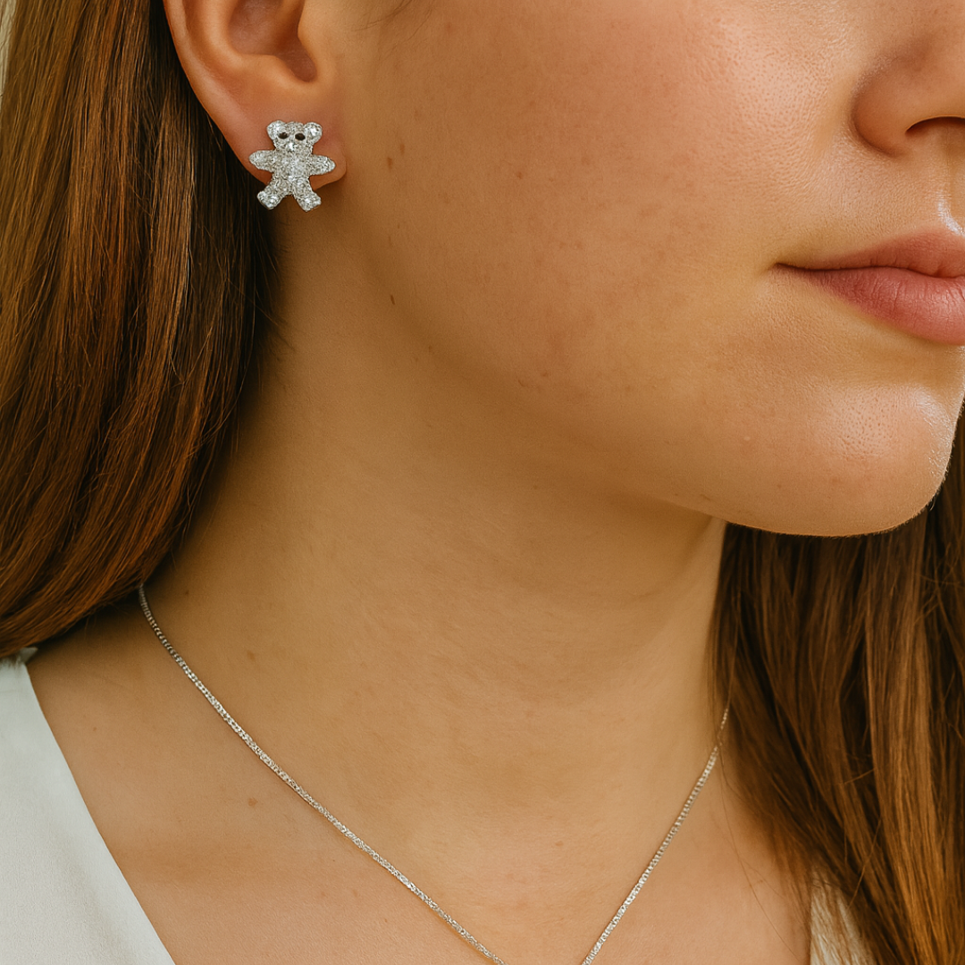 Collar y Aretes Osito Zirconias