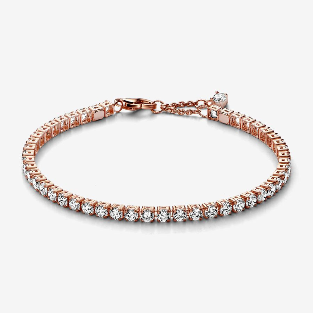 Pulsera Tenis Gold Rose Zirconias