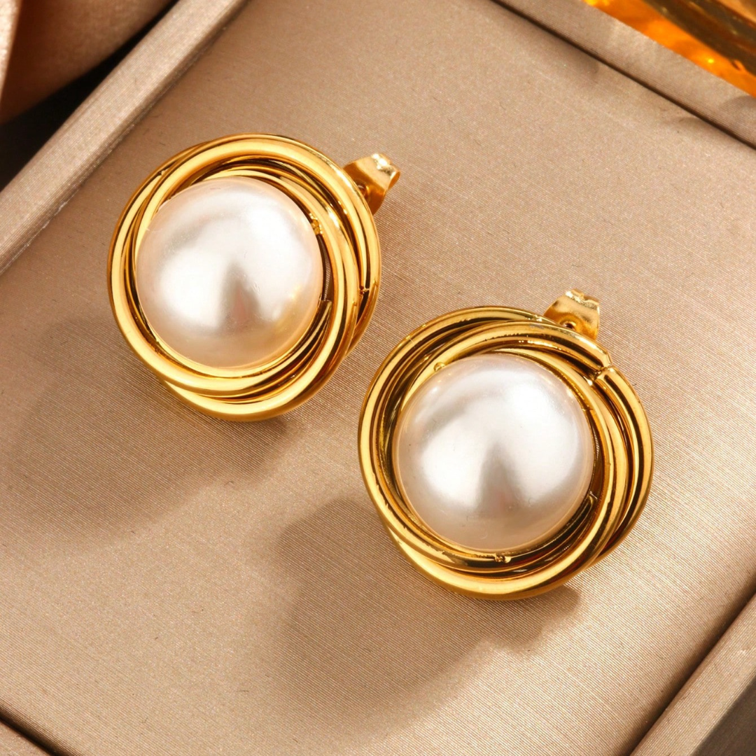 Aretes Round Pearl