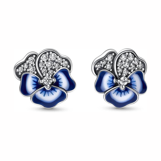 Aretes Flor Azul