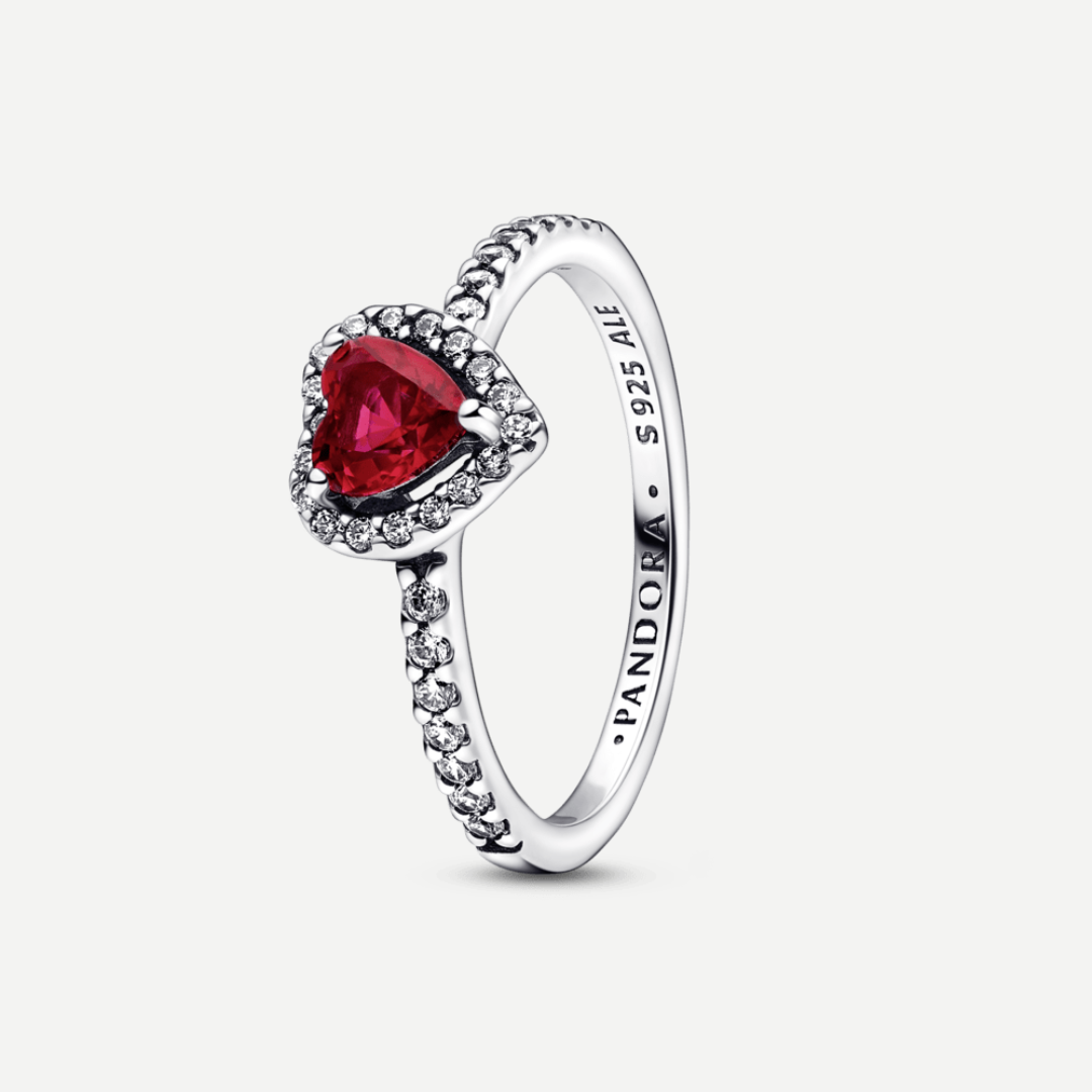 Anillo Corazón Zirconia Roja