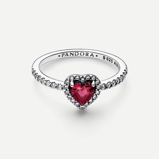 Anillo Corazón Zirconia Roja