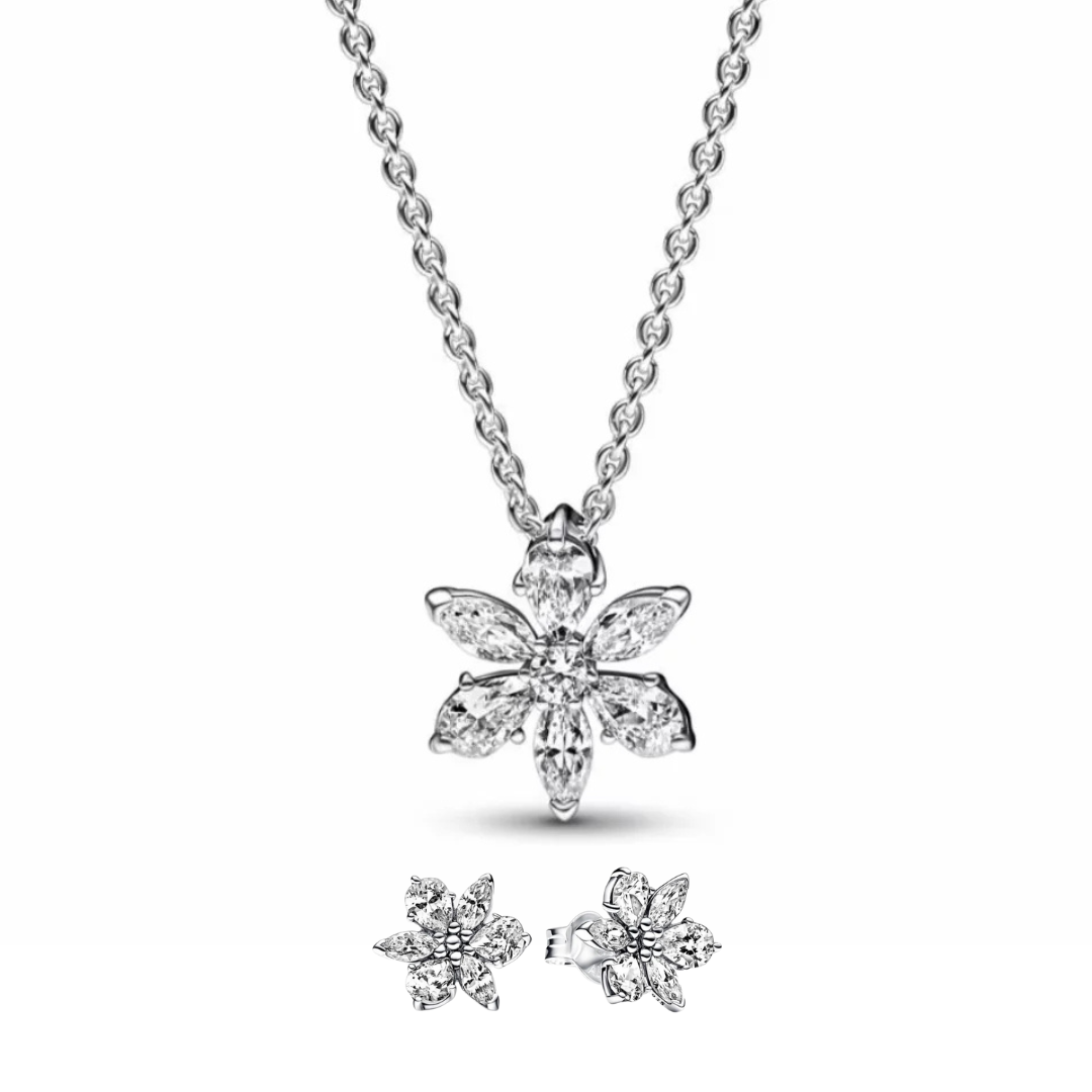 Juego Collar y Aretes Flor