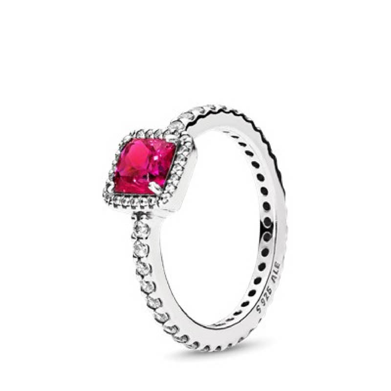 Anillo Cuadrado Clasico Rojo