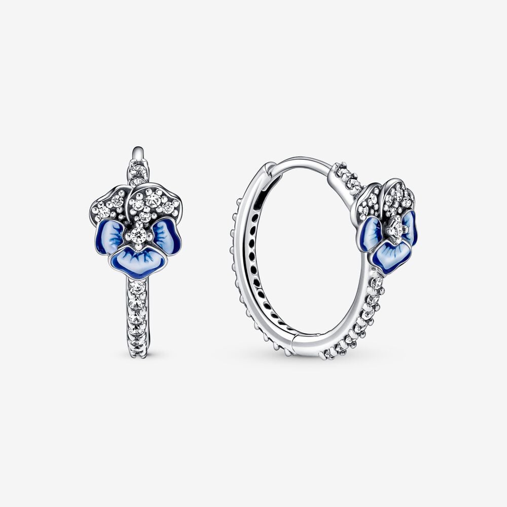 Aretes Arracada Flor Azul