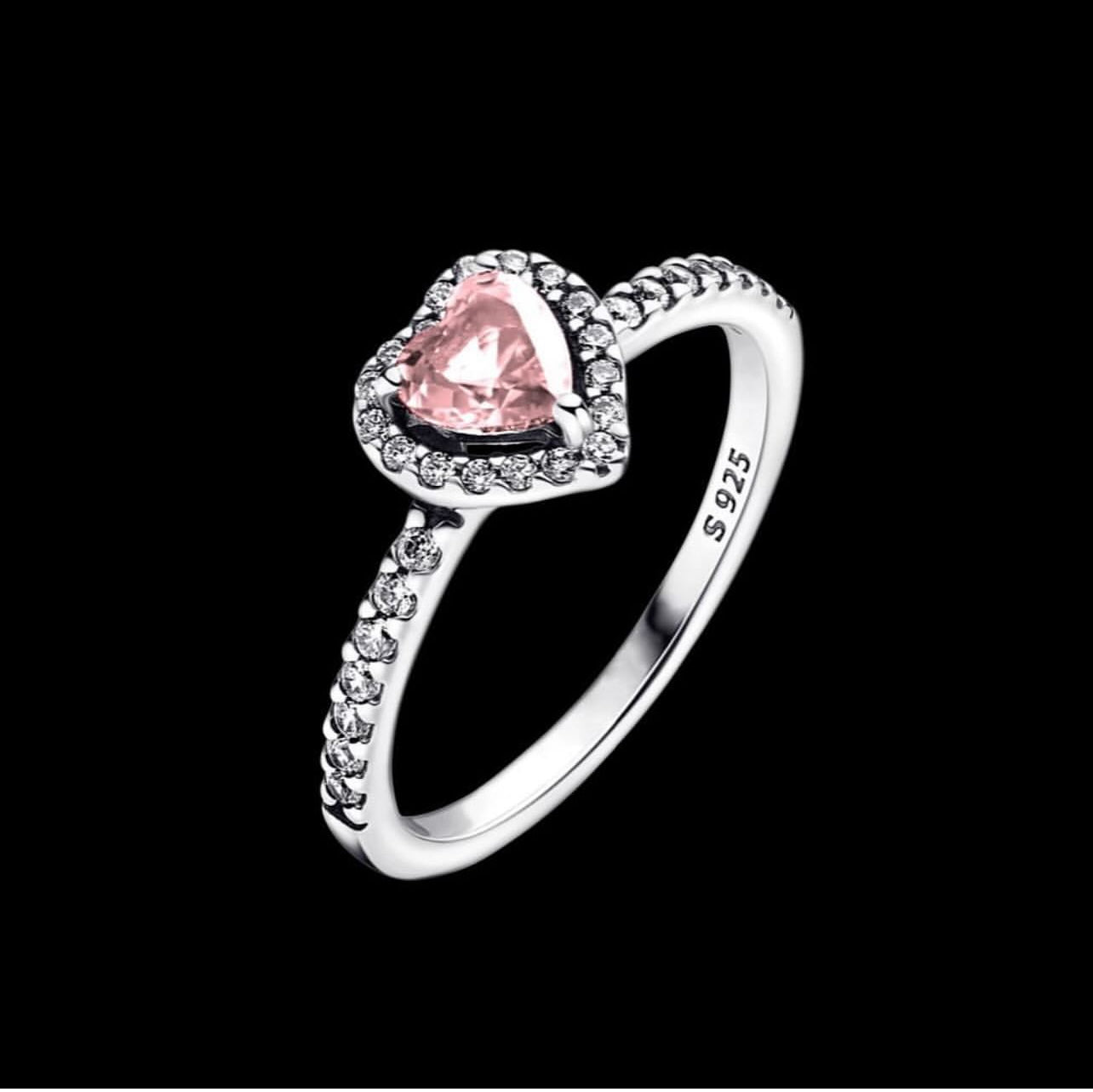 Anillo Corazón Zirconia Rosa