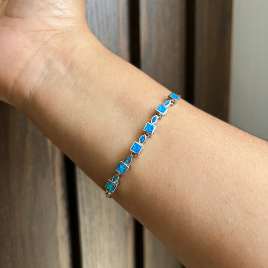 Pulsera Opalo Azul Cuadros