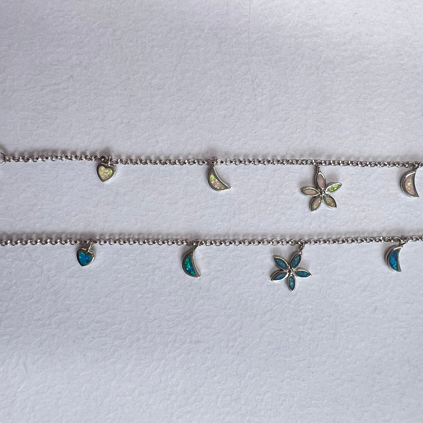 Pulsera Opalo Flor, Estrella y Luna