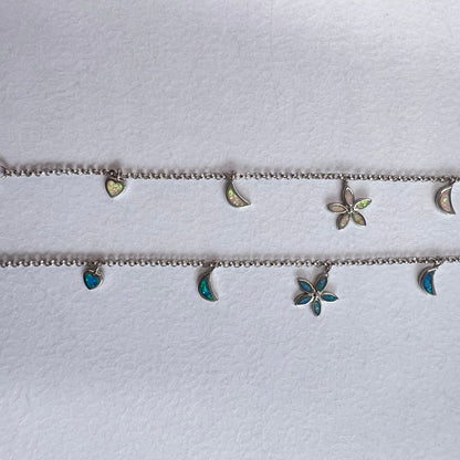 Pulsera Opalo Flor, Estrella y Luna