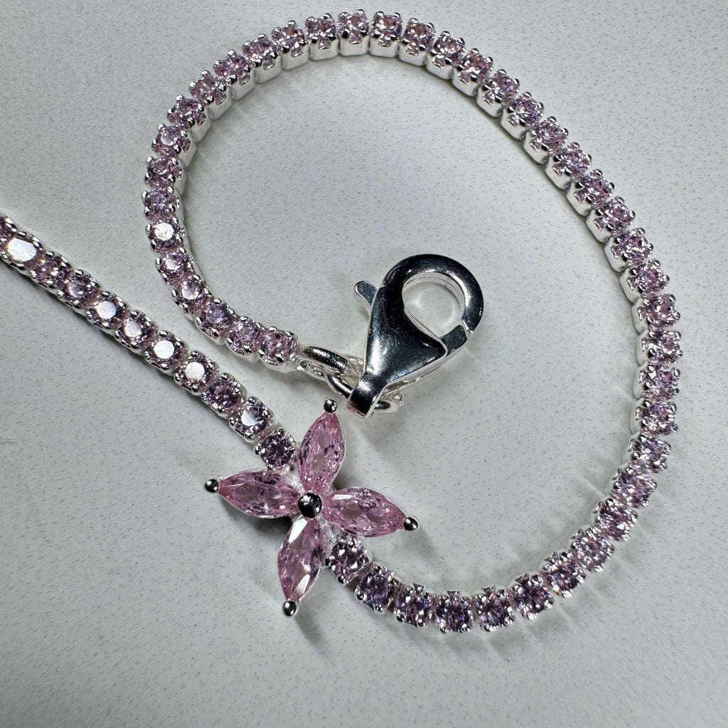 Pulsera Tenis Flor Rosa