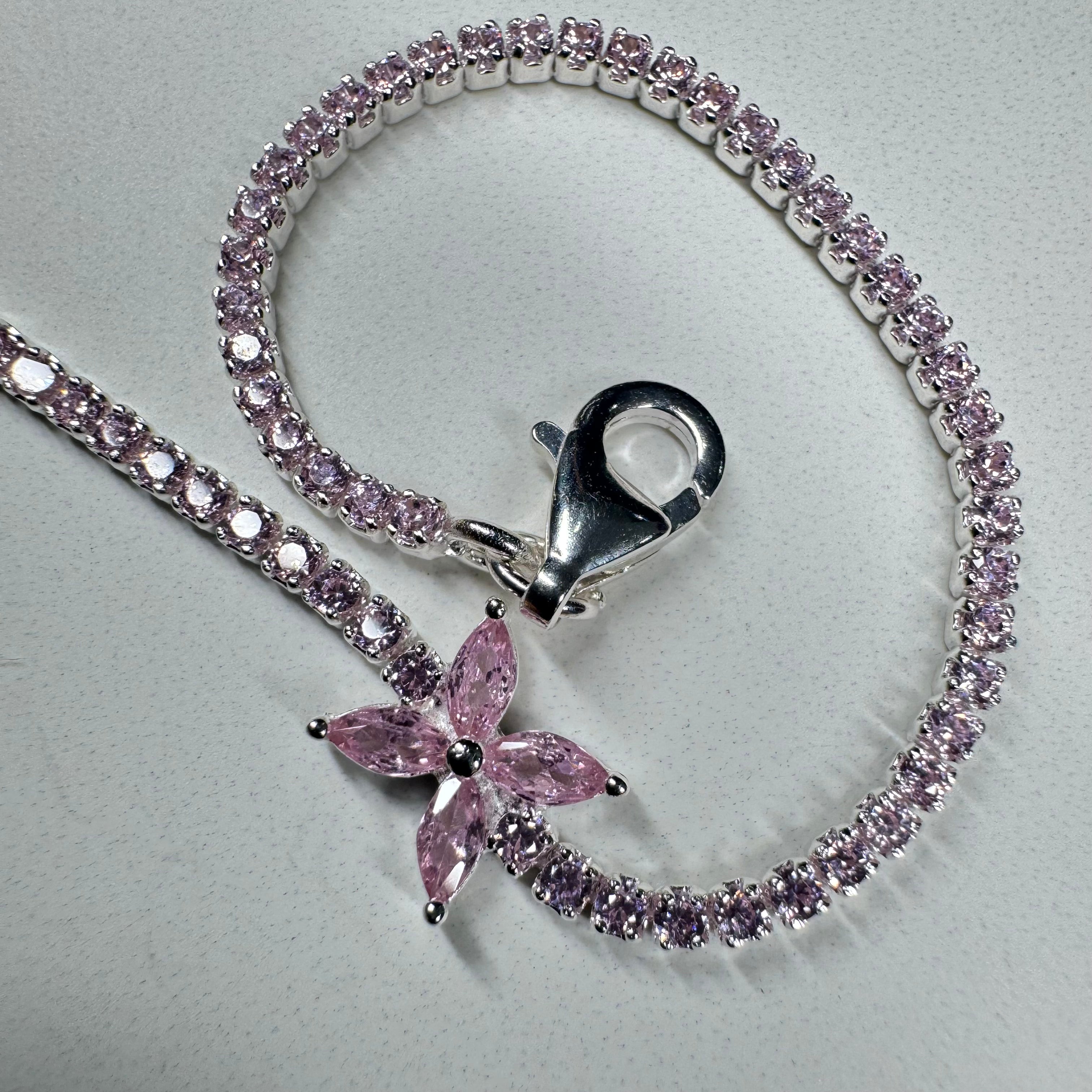 Pulsera Tenis Flor Rosa