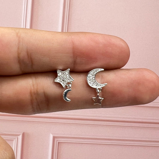 Aretes Luna y Estrella.