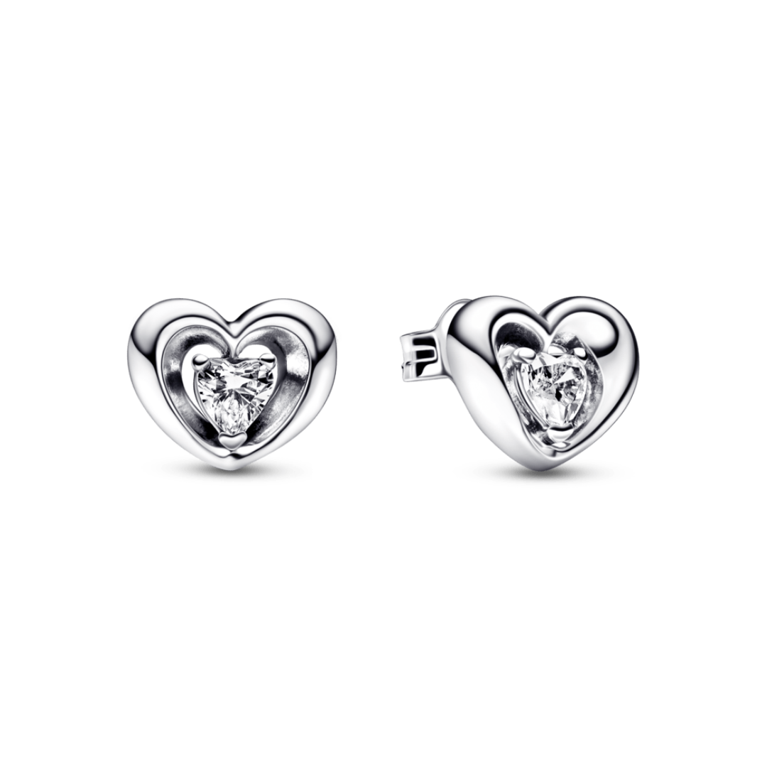 Aretes Corazón Radiante y Piedra Flotante