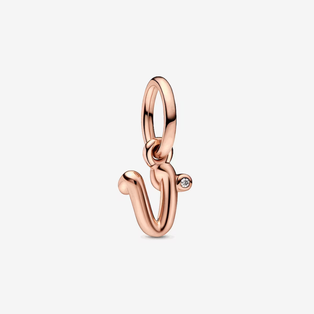 Charm Letra V Gold Rose